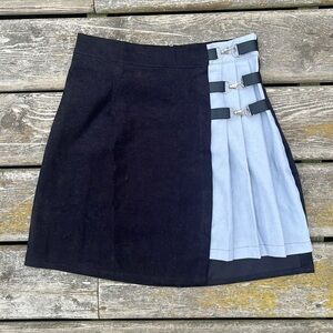 Romwe Black & Gray Pleated Mini Skirt